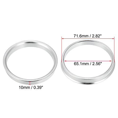 X AUTOHAUX 4pcs OD 71.6mm to ID 65.1mm Aluminium Alloy Hub Centric Rings - size: 65.1mm