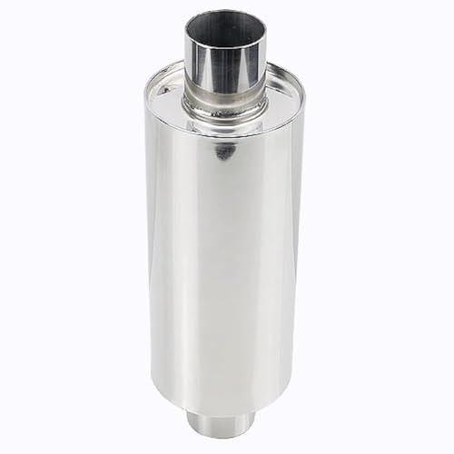 2" Inlet/Outlet Universal Exhaust Resonator – 16" Long Straight-Through Muffler, 1.5mm Thickness Polished Stainless Steel - size: 2" Inlet/Outlet