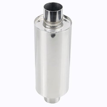 2" Inlet/Outlet Universal Exhaust Resonator – 16" Long Straight-Through Muffler, 1.5mm Thickness Polished Stainless Steel - size: 2" Inlet/Outlet
