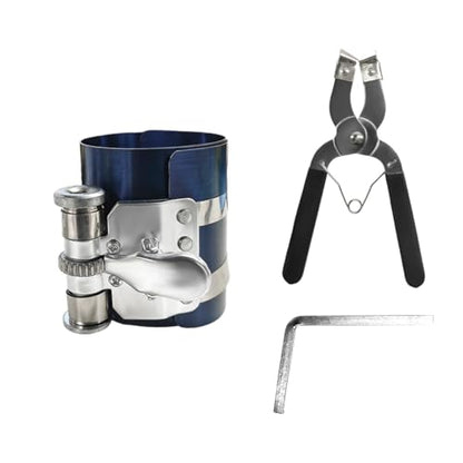 povtii 3" Car Engine Piston Ring Compressor Tool, Vehicle Piston Ring Ratcheting Lock Installer Removal Kit, Compress Pistons with Adjustable Piston Ring Plier, Car Accessories - color: 3 Inch