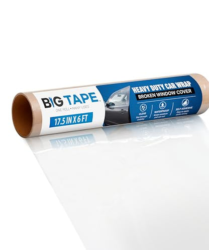 Big Tape Crash Wrap for Broken Car Windows, Temporary Film, 17.5 in x 6 Ft - size: 6' x 1.5' Foot - 1 Pack