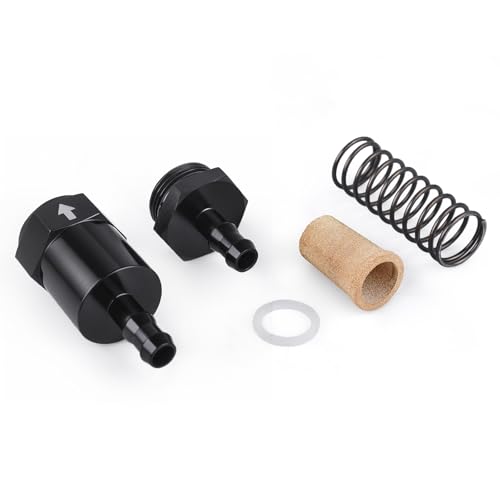 3/8" Billet Inline Fuel Filter 30 Micron Anodized Aluminum Black 2PCS - size: 3/8 in