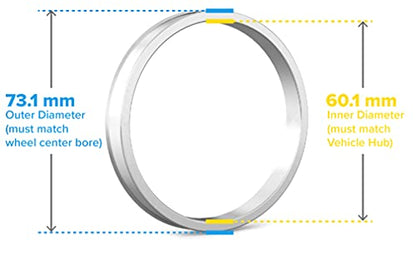 STANCEMAGIC Hubcentric Rings (Pack of 4) - 60.1mm ID to 73.1mm OD - Silver Aluminum Hubrings - Only Fits 60.1mm Vehicle Hubs and 73.1mm Wheel Centerbore - Compatible with Toyota and Lexus vehicles - size: 60.1mm ID to 73.1mm OD