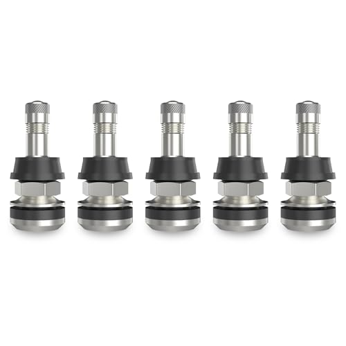 SUNSOUL TR416 5pcs Metal Valve Stems Outer Mount Fits .453" & .625" Rim Holes, Silver, High-Pressure Clamp-in Tire Valves - color: TR416-5pcs