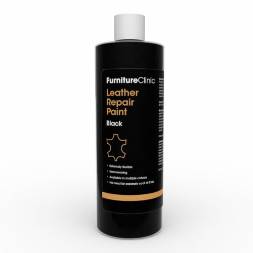 Furniture Clinic Leather Repair Paint, Color and Finish, Black - color: Black, size: 500ml / 17oz