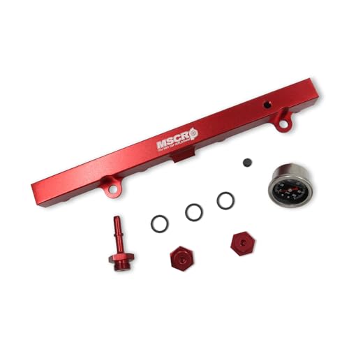 Aluminum Fuel Rail with Oil Gauge Kit Fit for Honda Civic Acura RSX K-series K20 K24 Engines (Red) - color: Red