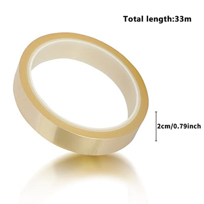 Viaky 3 Rolls High Temperature Tapes, 20mm*108ft Heat Resistant Tape No Residue Heat Transfer Adhesive Tape for Sublimation, Electronics, Soldering, 3D Printing, Heat Press（Clear） - color: Transparent