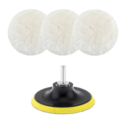Yourkar 5 Inch Wool Polishing Buffing Pad, Polishing Buffing Wheel Hook and Loop Compound Cutting with M10 Drill Adapter, Wool Polishing Pads for Drill Buffer Attachment - size: 5 Inch