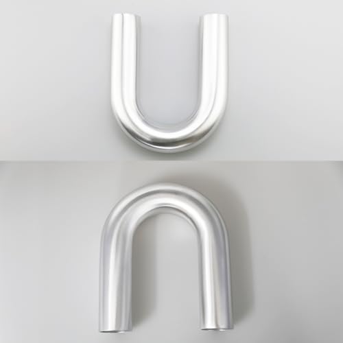 51mm (2") OD 180 Degree Elbow 2 Inch Aluminum Intercooler Pipe Air Intake Tube, 1.5D Radius, Center to Center Distance 6.22" (158mm), Brushed Finish - color: 180 Degree, size: OD 2" (51mm)