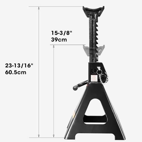 Big RED Jack Stands 6 Ton with Double Locking, 14.2-23.8 inch Adjustable Height for Lifting Cars, SUV, Van, 12000 lb Capacity, 1 Pair - size: 6t double locking black