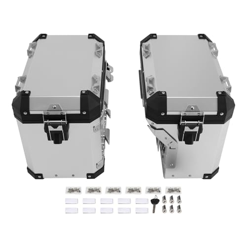 TCT-MOTORPARTS 48L Saddlebag Side Box Luggage Pannier Case Fits for BMW R1200GS 2013-2018 F850GS - color: Chrome Saddlebags (48L)