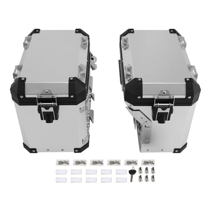 TCT-MOTORPARTS 48L Saddlebag Side Box Luggage Pannier Case Fits for BMW R1200GS 2013-2018 F850GS - color: Chrome Saddlebags (48L)