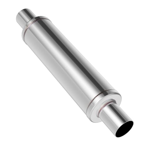 2.25 inch Universal Mufflers Single Chamber,2.25” Center In/2.25” Center Out,21" Overall Length Straight-Through Mild Steel Performance Muffler,Suitable for Cars and Trucks(2.25''Inlet/Outlet) - color: Center In / Center Out, size: 2.25''