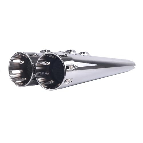 SHARKROAD 4.4" Chrome Slip On Mufflers - style: HDMF-MP9505CC, Chrome