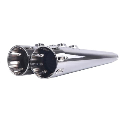 SHARKROAD 4.4" Chrome Slip On Mufflers - style: HDMF-MP9505CC, Chrome