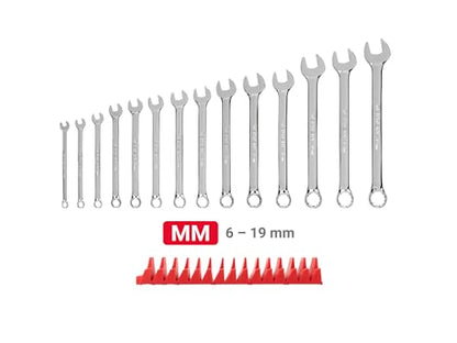 TEKTON Combination Wrench Set, 14-Piece | WCB95201 - size: 14-Piece (6-19 mm), style: Modular Wrench Organizer