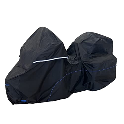 FENRIR 111" Trike Motorcycle Cover Waterproof Outdoor Storage Exhaust Pipe Anti-Scalding Antenna Hole Compatible with Harley Davidson Freewheeler TRI Glide Ultra Road Glide3 Trike Goldwing Roadmaster - size: Trike Motorcycle 111"X43.3"X43.3”
