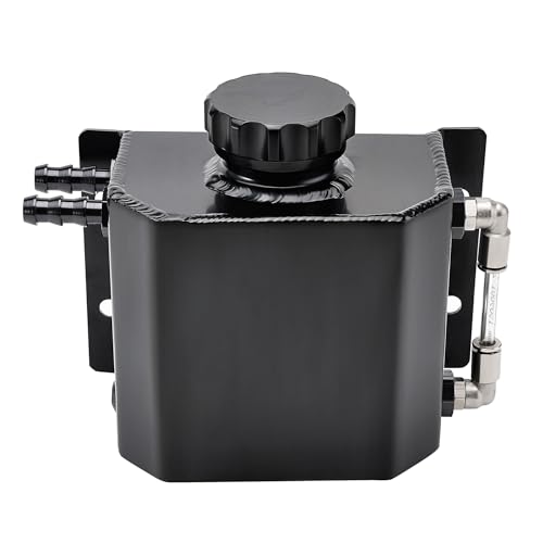 EVIL ENERGY Radiator Coolant Overflow Tank Aluminum, Universal Overflow Reservoir Tank, Upgraded Overflow Catch Can 1L Black