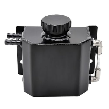 EVIL ENERGY Radiator Coolant Overflow Tank Aluminum, Universal Overflow Reservoir Tank, Upgraded Overflow Catch Can 1L Black