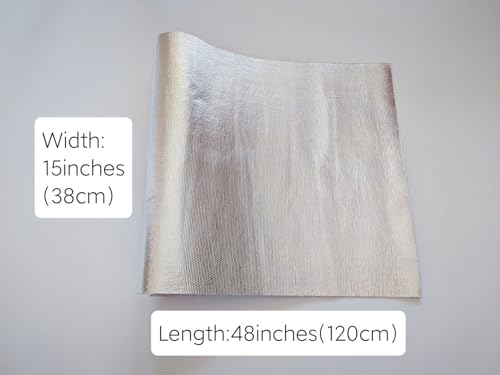 Silver Fynxir Self-Adhesive Aluminized Fiberglass Cloth Heat Shield Blanket/Wrap Sheet - 15"x48" Aluminum Backed Thermal Reflective Insulation Barrier , Firewall(Heat Resistant, Tape-Like Adhesion) - color: Silver, size: 15'' X 48''