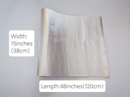 Silver Fynxir Self-Adhesive Aluminized Fiberglass Cloth Heat Shield Blanket/Wrap Sheet - 15"x48" Aluminum Backed Thermal Reflective Insulation Barrier , Firewall(Heat Resistant, Tape-Like Adhesion) - color: Silver, size: 15'' X 48''