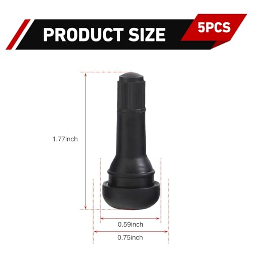 5 PCS TR413 Tire Tubeless Valve Stems, Short Black Rubber Snap-In Tire Valve Stem, Standard 0.453 Inch Rim Holes Replacement for Car, Truck, SUV, Trailer - size: 5 PCS #TR413