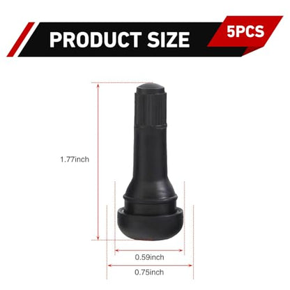 5 PCS TR413 Tire Tubeless Valve Stems, Short Black Rubber Snap-In Tire Valve Stem, Standard 0.453 Inch Rim Holes Replacement for Car, Truck, SUV, Trailer - size: 5 PCS #TR413