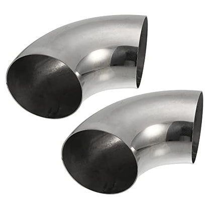 X AUTOHAUX 2pcs OD 4.5" 90° Mandrel Bend Elbow Stainless Steel Exhaust Tube - size: 4.5"