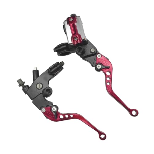 Motorcycle Clutch & Brake Lever 7/8" 22mm Hydraulic Brake Clutch Master Cylinder Reservoir Lever CNC Left & Right Set CNC Left & Right Set Fit for Harley Honda Kawasaki Suzuki Yamaha (Red) - color: Red
