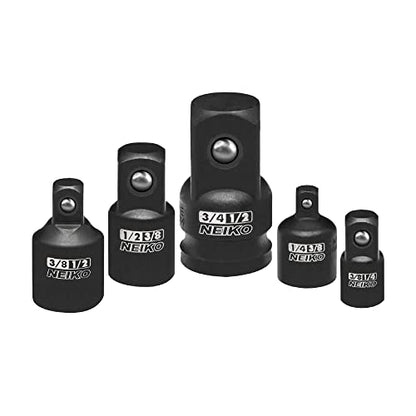 NEIKO 30249A 5 Piece Impact Socket Adapter Set, Standard SAE, 1/4, 3/8, 1/2" Cr-V Steel Impact Driver & Wrench Conversion Kit Socket Reducer, Locking Socket Adapter Set - size: 5-Pc, style: Adapter Reducer