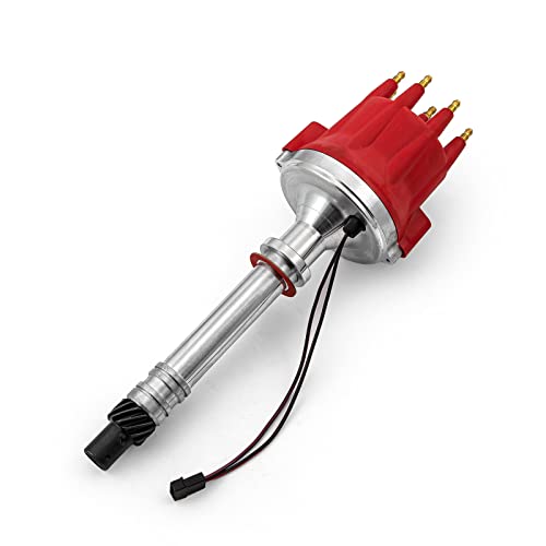 Speedmaster PCE376.1096.02 Compatible with Chevy SBC 350 BBC 454 8000 Series Pro Billet Distributor [Red Screw-on]