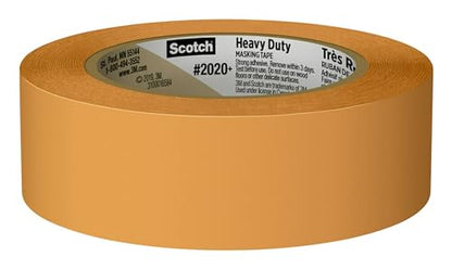 Scotch Heavy Duty Painter's Tape, 6 Rolls, 1.41 in x 60.1 yd, for Use On Vinyl, Carpet, Metal, & Plastic, Indoor & Outdoor Masking Tape, Bonds Aggressively, 3-Day Clean Removal (2020+-36AP6) - size: 1.41" Width, style: 6 rolls
