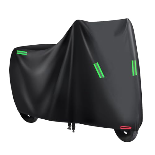 Motorcycle Cover All Season Universal Weather Quality Waterproof Sun Outdoor Protection Night Reflective with Lock-Holes Fits up to 116.1" for Most ADV Touring Cruiser Standard Chopper Motorcycle - size: 4XL size: 116.1"