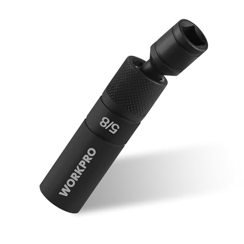 WORKPRO 5/8" Swivel Magnetic Spark Plug Socket, 3/8" Drive x 4" Length - size: 5/8"×3/8"×4"
