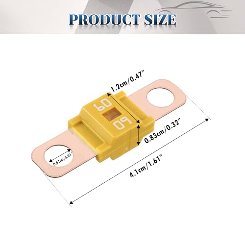 5Pcs AMI/Midi Fuse Kit - High Current Bolt-on Fuses for Battery Fuse Replacement - Heavy Duty Truck Fuses for Cars, RVs, Construction Vehicles & Marine Audio Systems (60A) - size: 60A