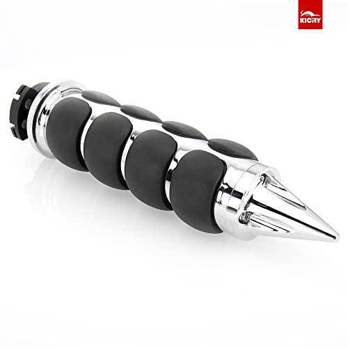 Motorcycle Hand Grips 1 Inch Handlebar Throttle Grips 25MM Chrome Black Aluminum Rubber Compatible with Harley Davidson Dyna Sportster Road King Street Glide Fat Boy Honda Shadow VTX - color: Chrome#4