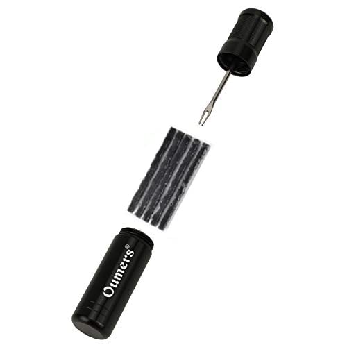 Oumers Tubeless Bike Tire Repair Tool Kit, Bike Tire Punctures with 5PCS Bacon Strips Plus Insertion Tool Tire Repair Fork Reamer - color: 5-black