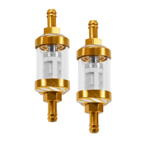 2Pcs Automotive Fuel Filter, Detachable Washable Metal Glass Vehicle Inline Waterproof Fuel Filters 1.1" x 3.46" x 0.31", Universal Car Accessories Replacement for Truck Motorcycle SUV Car (Yellow) - color: Yellow