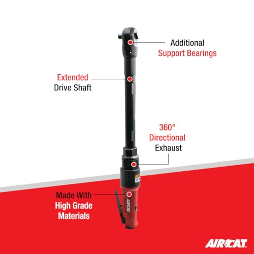 AIRCAT 808-15-25-A 1/4" Long Reach Ratchet, 15 Inch, 35 ft-lb Max Torque