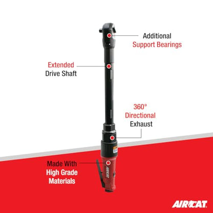 AIRCAT 808-15-25-A 1/4" Long Reach Ratchet, 15 Inch, 35 ft-lb Max Torque