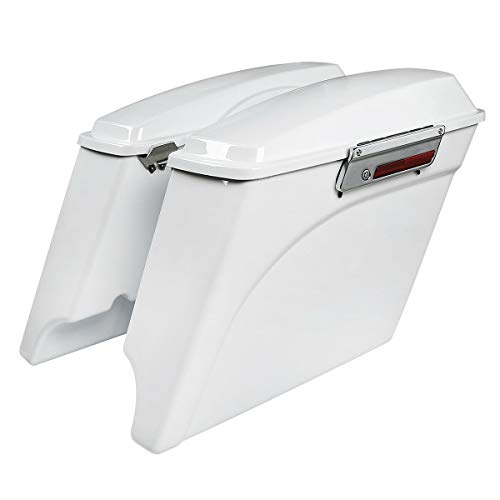 Green-L ABS White 5" Stretched Saddlebag Fit for Harley Touring 93-13 - color: White