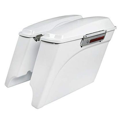 Green-L ABS White 5" Stretched Saddlebag Fit for Harley Touring 93-13 - color: White
