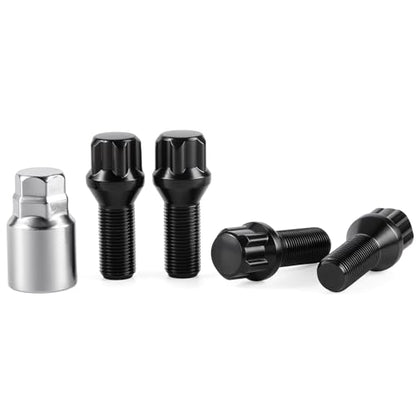 GAsupply 14x1.25 Lug Bolts 4 Locks +1 Key, 28mm Shank Length, Conical Seat - color: Black, size: 14x1.25-Cone Seat