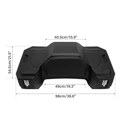 TCMT 82L ATV Part Rear Rack Back Seat Storage Pack Luggage Trunk W/Backrest Black - color: Black 82L