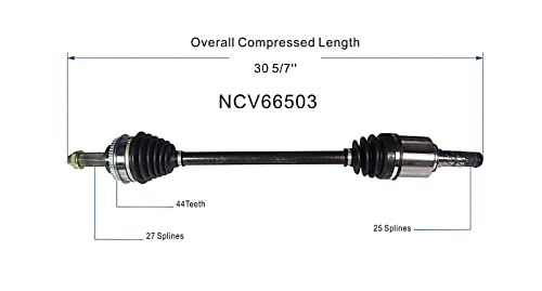 GSP NCV66503 CV Axle Shaft Assembly - Left or Right Front (Driver or Passenger Side)