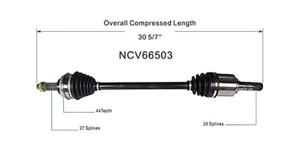 GSP NCV66503 CV Axle Shaft Assembly - Left or Right Front (Driver or Passenger Side)