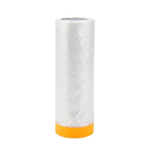 1 Pcs for Wall Covering Frames Cars Auto Body Paint Supplies Pre-Taped Masking Film Plastic Cover 1000x180cm / 32.81ftx70.87" White Orange PE Film