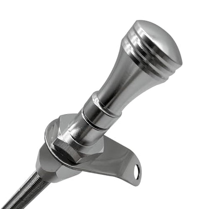 HAHAHA TH350 BellHousing Mount Dipstick（17.9 inch）, BellHousing Mount,TH350/Turbo 350 Short Flexible Braided Transmission Dipstick Compatible with Chevy/GM TH350 Turbo 350, (Silver) - color: Silver