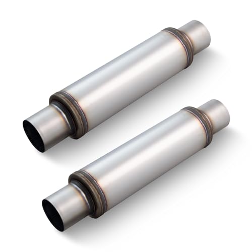 A-KARCK 3" Inlet Exhaust Resonator, 3" Inlet 3" Outlet 20" Overall Length Muffler Universal Resonator Stainless Steel Straight Through Design Exhaust Tip for Cars, 2 Pack - color: 2 PCS, size: 3" Inlet 20" Overall Length