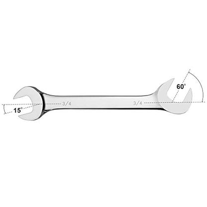 14-Piece Premium Angle Head Open End Wrench Set, Chrome Vanadium Steel | Include Standard Inch Sizes 3/8, 7/16, 1/2, 9/16, 5/8, 11/16, 3/4, 13/16, 7/8, 15/16, 1, 1-1/16, 1-1/8, 1-1/4 with Storage Rack - style: SAE 14-Piece Set